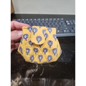 Pierre Duex French Fabric Yellow Change Purse holder, with zipper
